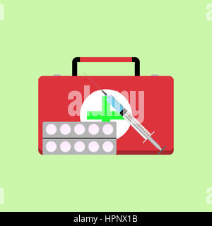 Schnell erste medizinische Hilfe. Gesundheit und Injektion Spritze, Vektor-illustration Stockfoto
