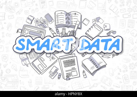 Smart Data - Doodle Blau Wort. Business-Konzept. Stockfoto