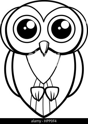Schwarz / Weiß Cartoon Illustration der niedliche Eule Vogel Tier Malvorlagen Stock Vektor