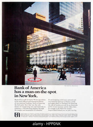 1970er Jahre Magazin Werbung für Bank of America. Stockfoto