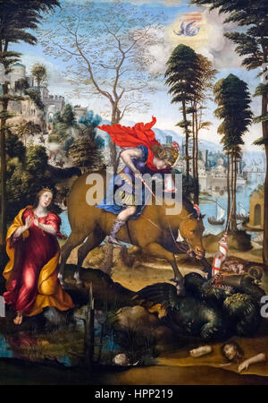 St. George und der Drache von Sodoma (1477-1549), Öl auf Platte, c.1518 Stockfoto