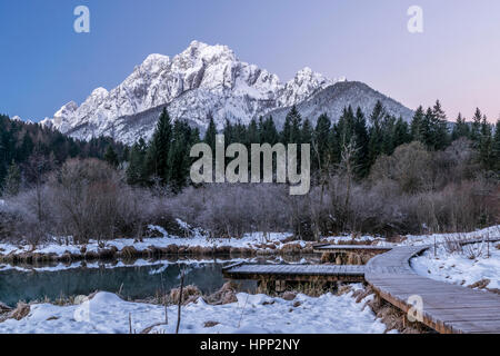 Kalten Wintermorgen in den Bergen Stockfoto