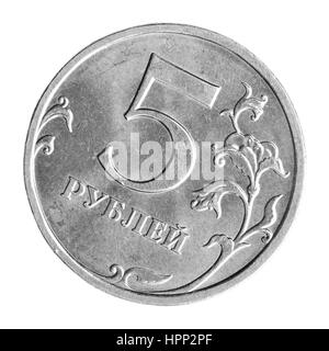 Fünf russische Rubel-Münze Stockfoto