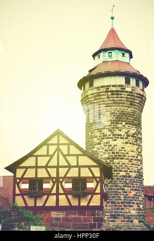 Sinnwell Turm im Nürnberger Burg, Deutschland. Retro-Stil gefilterten Bild Stockfoto