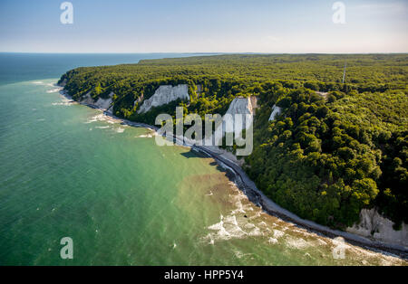 Kreide-Küste mit Blick auf Victoria und Königsstuhl, Sassnitz, Nationalpark Jasmund, Rügen, Ostseeküste Stockfoto