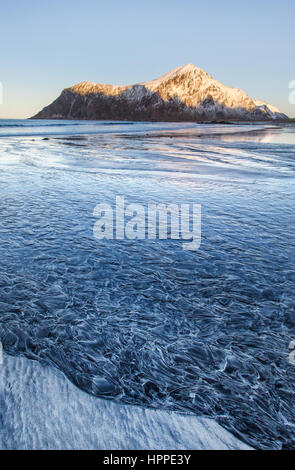 Flakstadoya Küste, Lofoten Inseln, Norwegen, Europa Stockfoto
