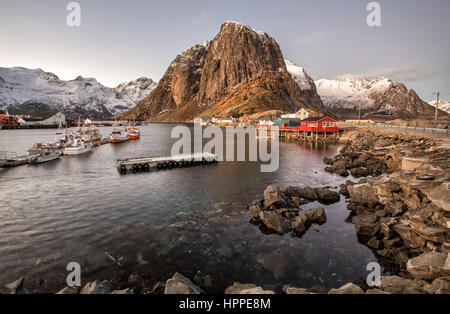 Hamnoy Dorf, Lofoten Inseln, Norwegen, Europa Stockfoto