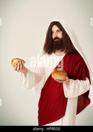 Jesus Brot in Stücke geteilt Stockfoto