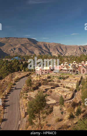 Ansicht der Stadt Chivay in Peru. Stockfoto