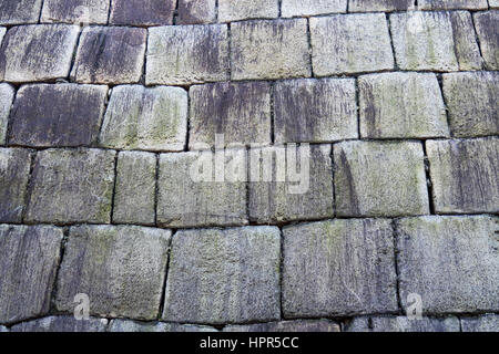 Granitstein bildet die Grundstein des Schlosses Edo Turm in die Ost-Gärten der Kaiserpalast von Tokio Gründe. Stockfoto