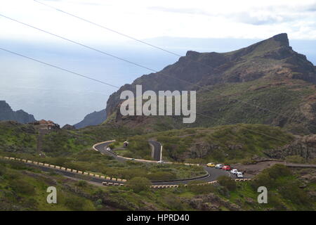 Masca ist ein kleines Bergdorf auf der Insel Teneriffa, auf einer Höhe von 650 m in den Berg Macizo de Teno Gebirge liegt. Stockfoto