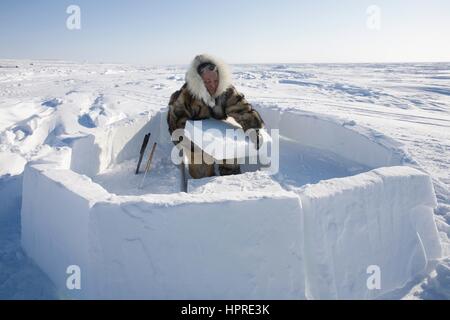 Iglubau am Nordpol Stockfoto