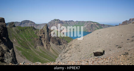 Vulkanische Krater und Lake, Mount Paekdu. Nordkorea / Nordkorea Stockfoto