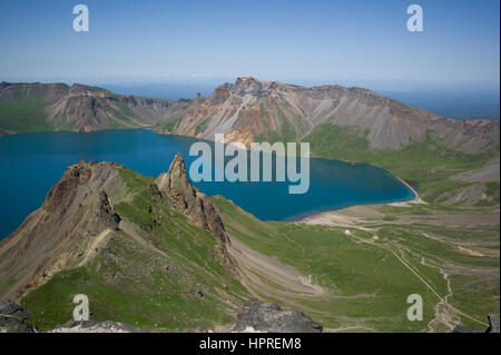 Vulkanische Krater und Lake, Mount Paekdu. Nordkorea / Nordkorea Stockfoto