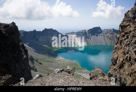 Vulkanische Krater und Lake, Mount Paekdu. Nordkorea / Nordkorea Stockfoto