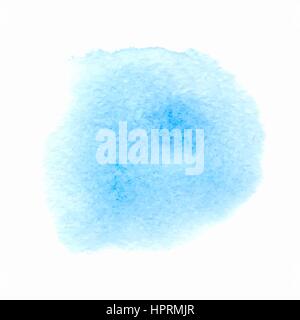 Vektor blauen Aquarell Splash Hintergrund. Abstrakte Hand malen Aquarell strukturierte Fleck isoliert auf weißem Hintergrund Stock Vektor