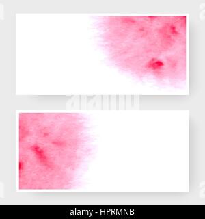 Vektor Satz horizontale Banner mit Aquarell Splash. Rosa Aquarell Design Karten Sets Stock Vektor