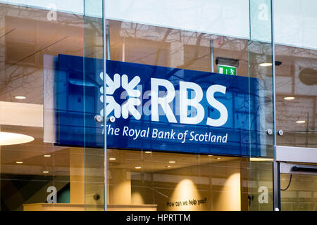 RBS Royal Bank of Scotland Filiale Zeichen logo, Birmingham, Großbritannien Stockfoto