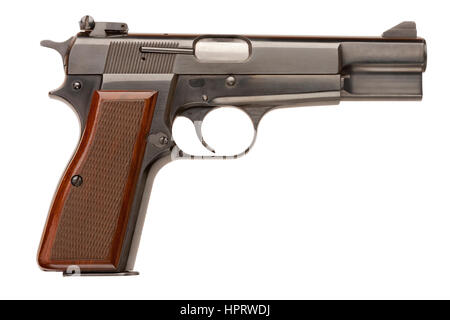 Eine belgische gemacht 9mm militärische Selbstladepistole. Stockfoto