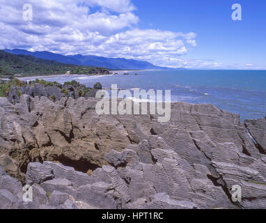 Pancake Rocks, Punakaiki, Paparoa National Park, West Coast Region, Südinsel, Neuseeland Stockfoto