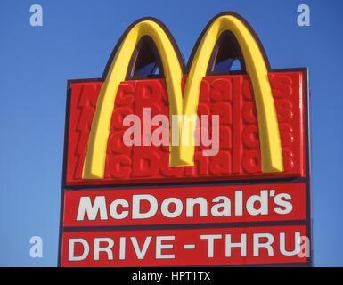 McDonald's Drive-Thru Restaurant Schild, Miami, Florida, Vereinigte Staaten von Amerika Stockfoto