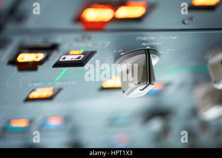 Cockpit - close up view on the control panel Stockfoto