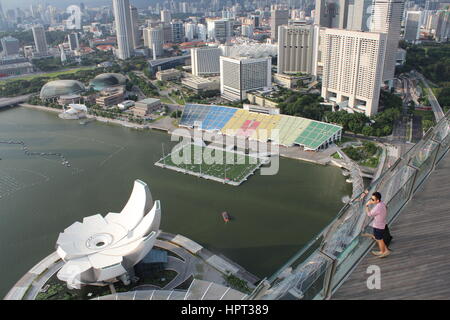 Aussichtsplattform Marina Bay Sands, Singapur Stockfoto