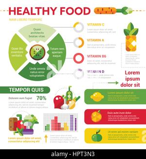 Gesunde Ernährung Vektor illustrative Vorlage set mit Infografik Elemente Stock Vektor
