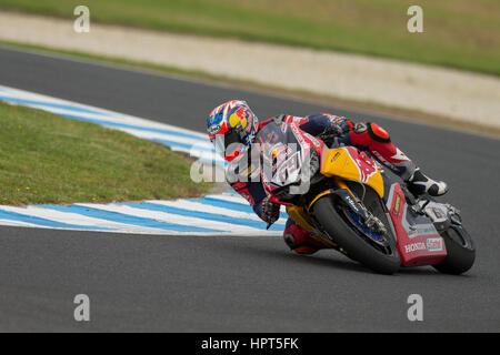 Phillip Island, Australien. 24. Februar 2017. Freies Training 1. Nicky Hayden, Red Bull Honda World Superbike Team. 8. am schnellsten insgesamt. Bildnachweis: Russell Hunter/Alamy Live-Nachrichten Stockfoto