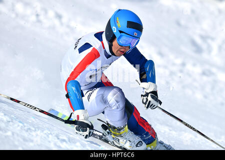 Hokkaido, Japan. 22. Februar 2017. Vorläufer Ski Alpin: Riesenslalom der Herren in der 2017 Sapporo asiatischen Winterspiele in Sapporo Teine in Hokkaido, Japan. Bildnachweis: AFLO SPORT/Alamy Live-Nachrichten Stockfoto