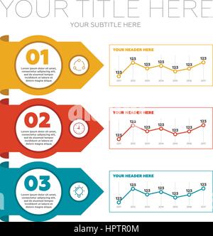 Infografik-Elemente. 3 Schritte und Liniendiagramme Stock Vektor