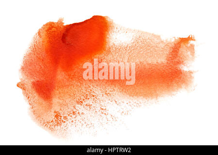 Roten amorphen Aquarell Fleck über dem weißen Hintergrund isoliert Stockfoto