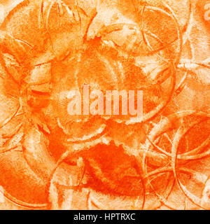 Orangefarbenen abstrakte Aquarell Hintergrund mit Kreise Stockfoto