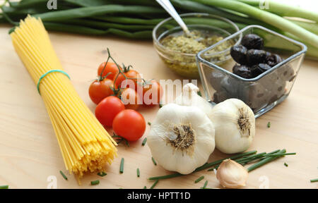 italienische Pasta kochen Zutaten Stockfoto
