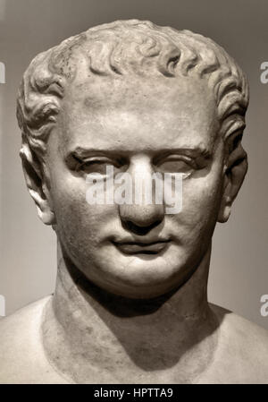 BusBust des Kaisers Domitianus - Domitian (Titus Flavius Caesar Domitianus 51 –96 Kaiser von Rom von 81 bis 96. Er war der jüngere Bruder des Titus und Sohn des Vespasian, Roman. Stockfoto