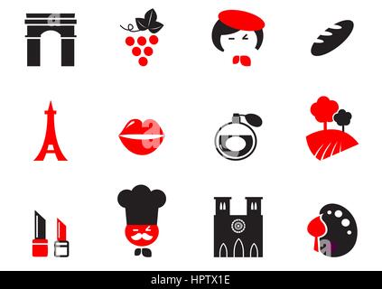 10618042 - Icons set und design-Elemente mit französischen und Paris Themen. Vektor-Cartoon. Stockfoto