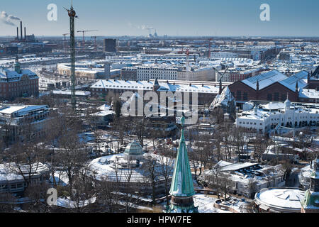 Copenhagen Winter Stadtbild nach Schnee, entnommen dem Rathausturm Stockfoto