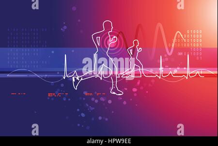 Abstrakte Darstellung für die Ausführung von Bewegung und Herzschlag Wellenform Hintergrund Stock Vektor