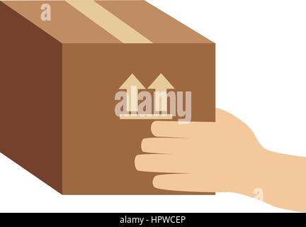 Farbe-Silhouette der Hand Holding versiegelten Verpackung Stock Vektor