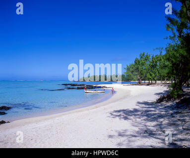 Ile Aux Cerfs Strand, Ile Aux Cerfs Insel, Flacq, Republik von Mauritius Stockfoto