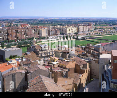 Blick auf die Stadt aus der Cuidadela, Jaca, Provinz Huesca, Aragon, Königreich von Spanien Stockfoto