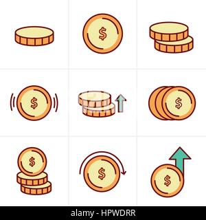 Münzen Icons Set, Vektor-Design Stock Vektor