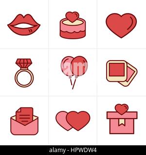 Ikonen-Stil Hochzeit Icons Set, Vektor-Design Stock Vektor