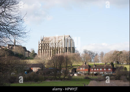 Lancing Kapelle vor einem blauen Himmel, Lancing College Südengland Stockfoto