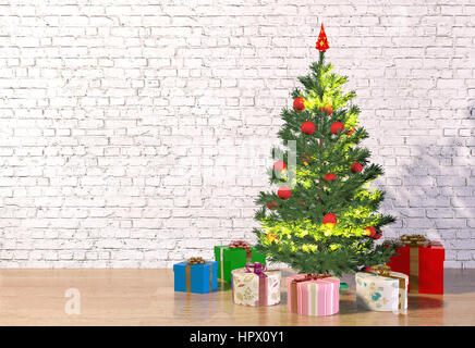 Weihnachtsbaum in weißen Raum