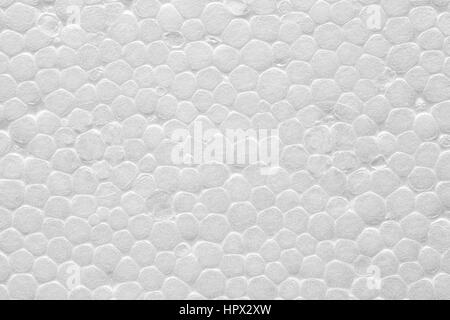 Qualitativ hochwertige Nahaufnahme Bild von weißem Polystyrol-Hartschaum, Styropor Textur Hintergrund. Stockfoto