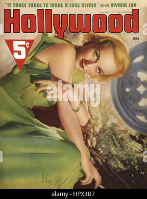 CAROLE LOMBARD (1908-1942) U.S. Schauspielerin auf einem Fan-Magazin-Cover ca. 1940 Stockfoto