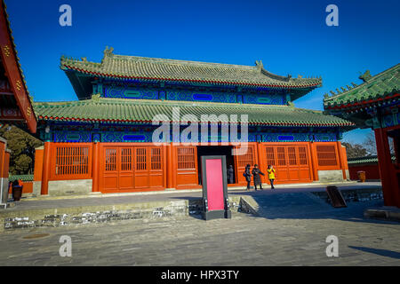 Peking, CHINA - 29. Januar 2017: Tempel des Himmels, Imperial Komplex mit verschiedenen religiösen Gebäuden befindet sich im südöstlichen zentralen Stadtteil. Stockfoto