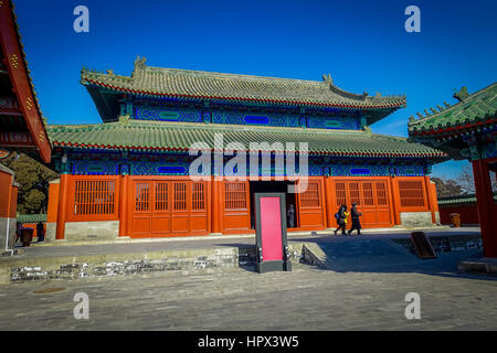 Peking, CHINA - 29. Januar 2017: Tempel des Himmels, Imperial Komplex mit verschiedenen religiösen Gebäuden befindet sich im südöstlichen zentralen Stadtteil. Stockfoto