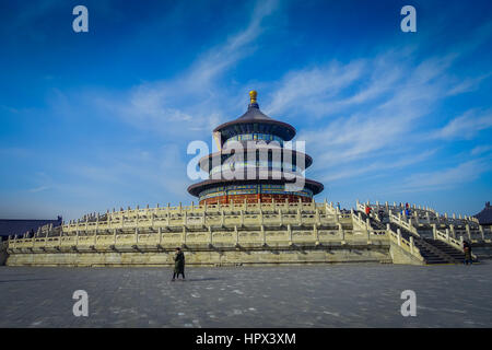 Peking, CHINA - 29. Januar 2017: Tempel des Himmels, imperial Komplex mit spektakulären Sakralbauten befindet sich im zentralen Stadtteil Südost, Stockfoto